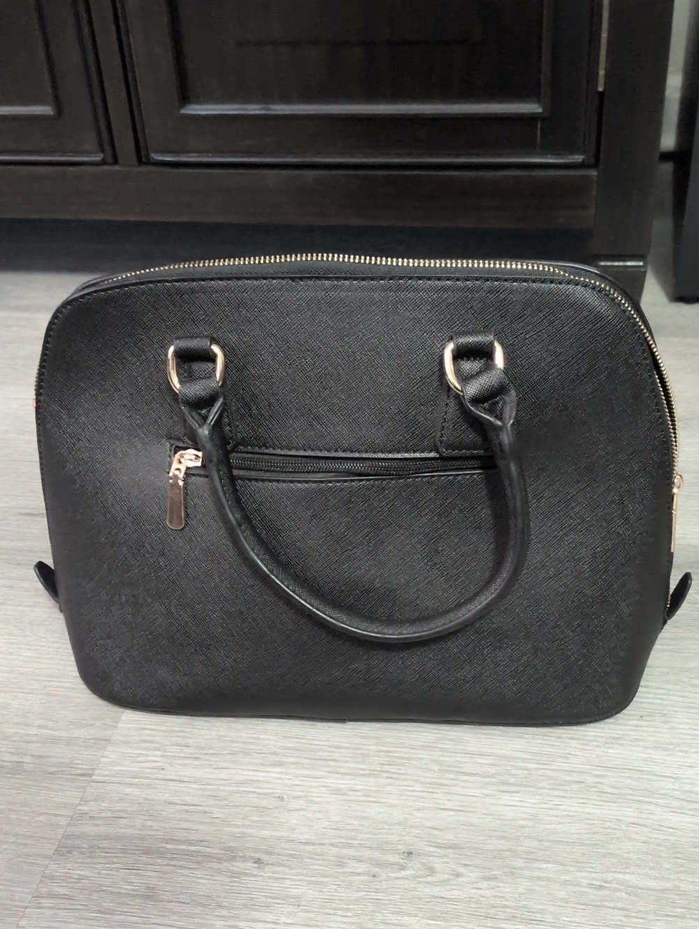 Monogram Black Saffiano Leather Dome Satchel - Picture 2 of 6